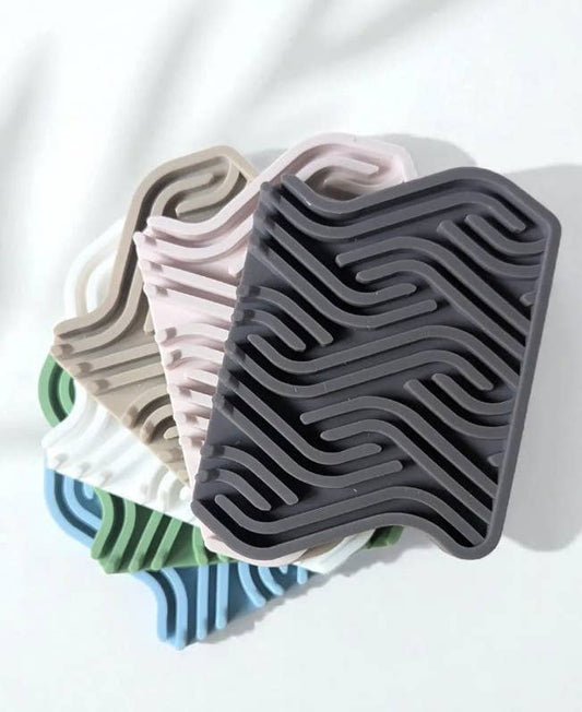 Premium Silicone Soap Tray- Soap Dish (Taupe/Pink/Blue)