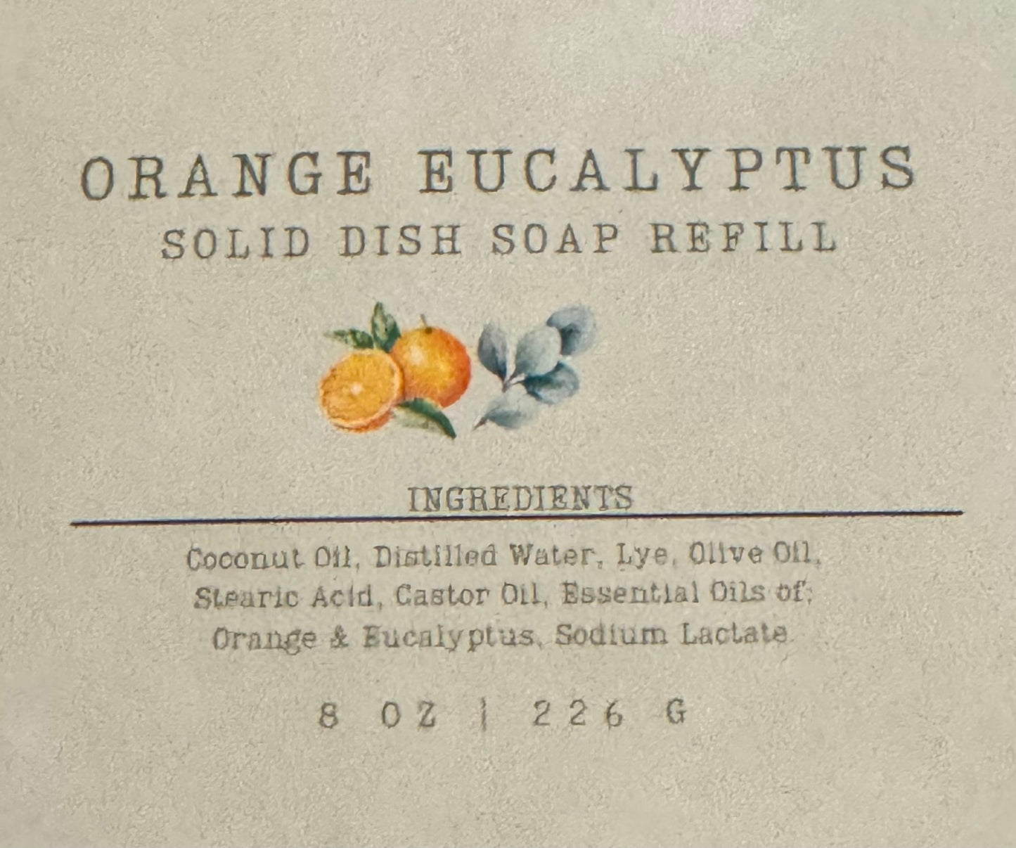 Solid Dish Soap REFILL - Orange Eucalyptus