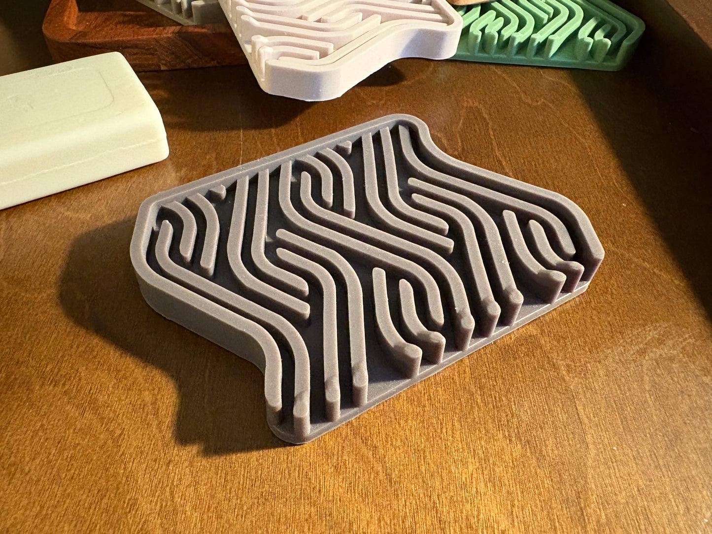 Premium Silicone Soap Tray- Soap Dish (Taupe/Pink/Blue)